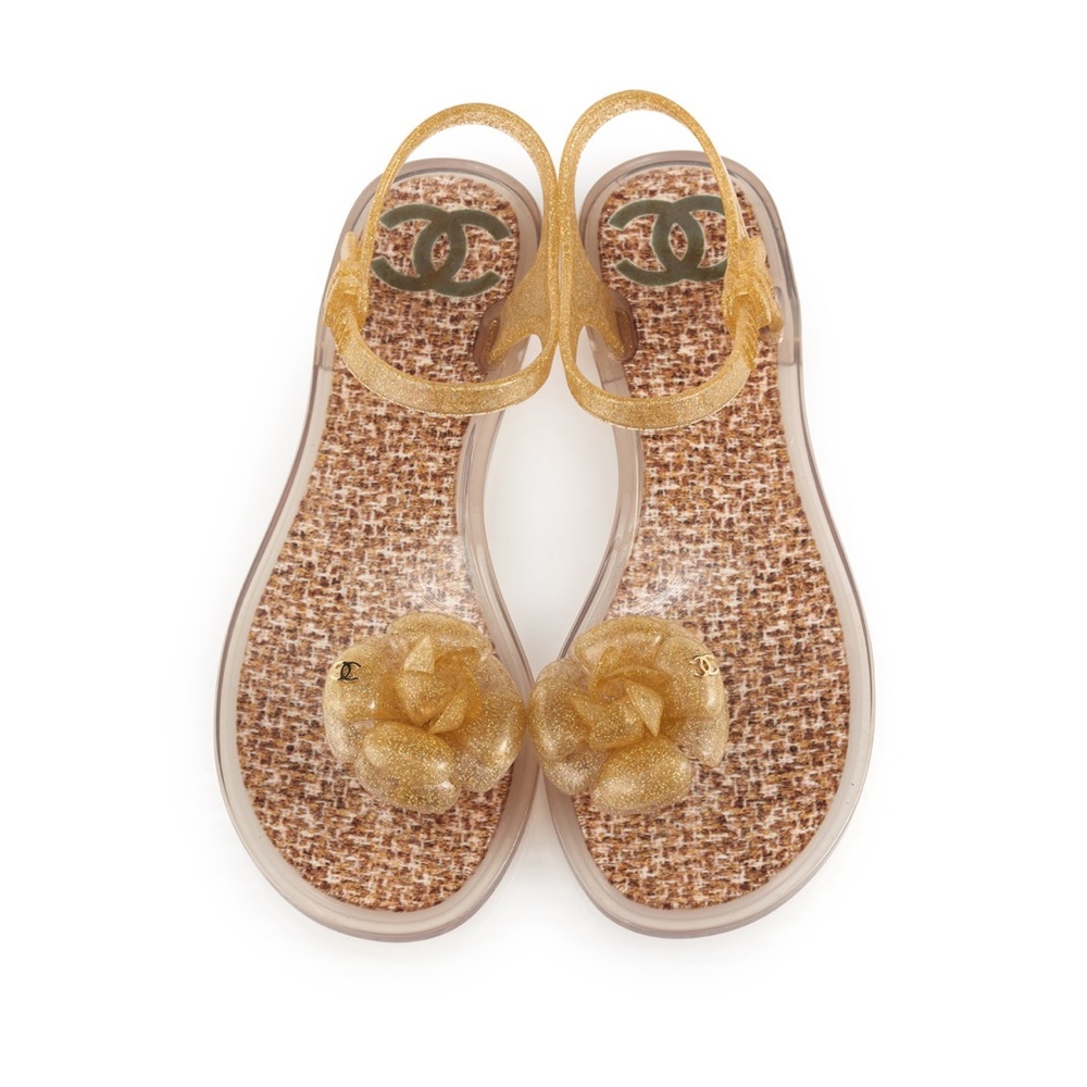 Chanel Yellow Camellia Ankle Strap Sandal